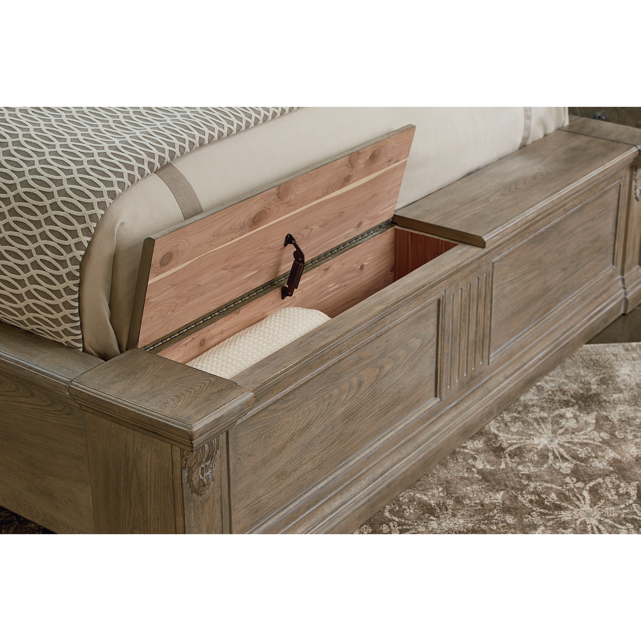 Bed with cheap footboard storage bench